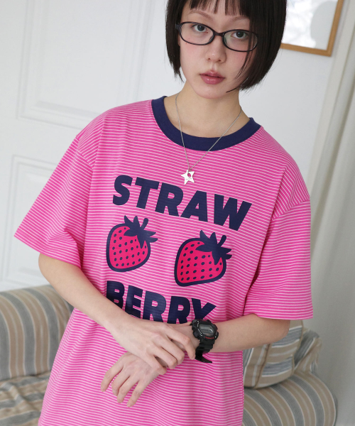 Striped STRBR T-shirt [Pink]