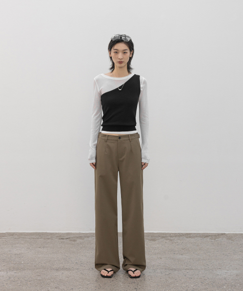 Полуширокие слаксы PAGO BELT LOOP SEMI-WIDE SLACKS_N6SSL0362