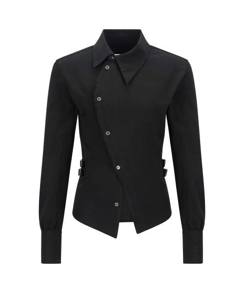 Unbalanced Buckle Shirt_чёрный