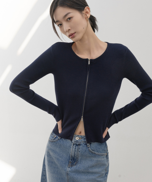 MOTION RIBBED TWO-WAY CARDIGAN_N6SCA0421