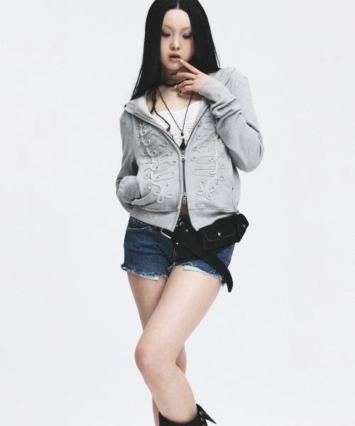 Hussar Loop Zip-Up Hoodie_серый