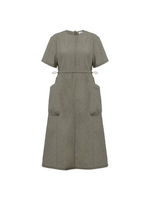 TOUR (투르) 여성 우븐 반팔 원피스_Light Khaki