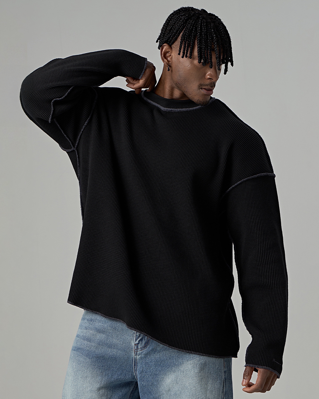 HEAVY WAFFLE OVERLOCK LONG SLEEVE