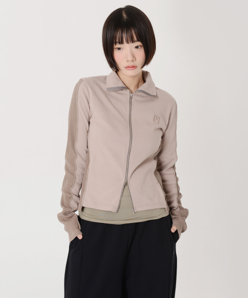 Двусторонняя куртка на молнии со швами (Pink Beige)