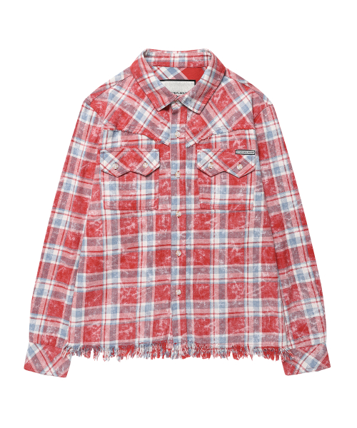 RAW CUT SHIRT JACKET RED