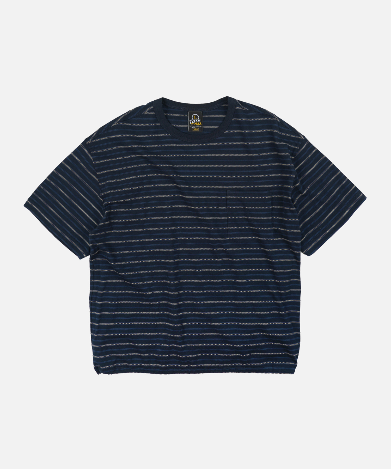 JACQUARD STRIPE HALF TEE _ NAVY