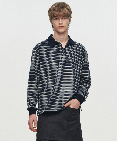 HET OSCAR STRIPE POLO (NAVY)