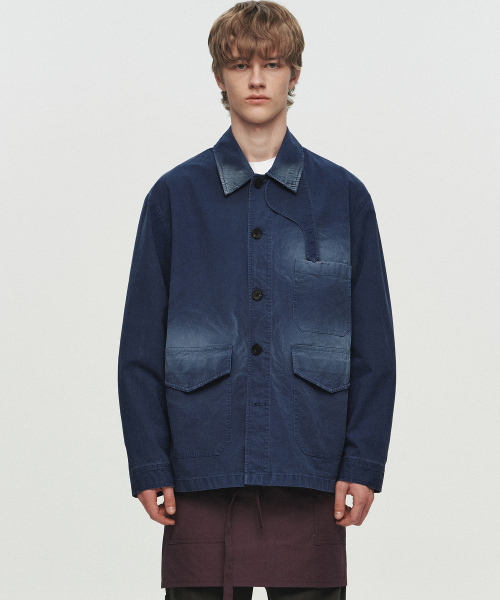 CONTRAST COLLAR FIELD JACKET (NAVY)