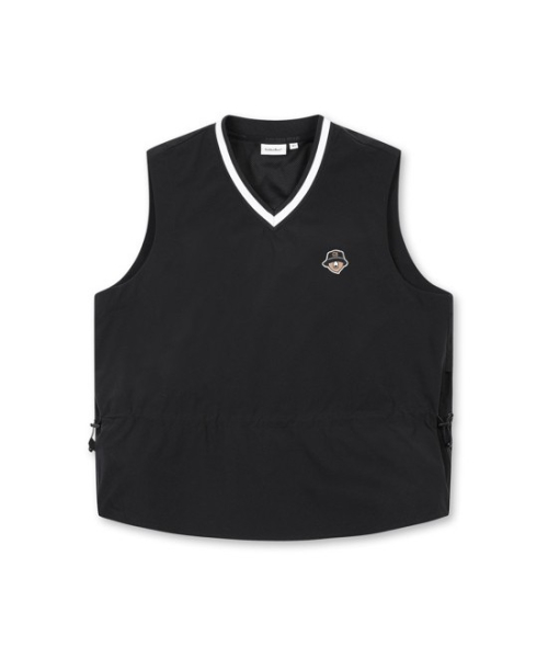 (W) V-neck Mid length Woven Vest G5VAM26201BKX