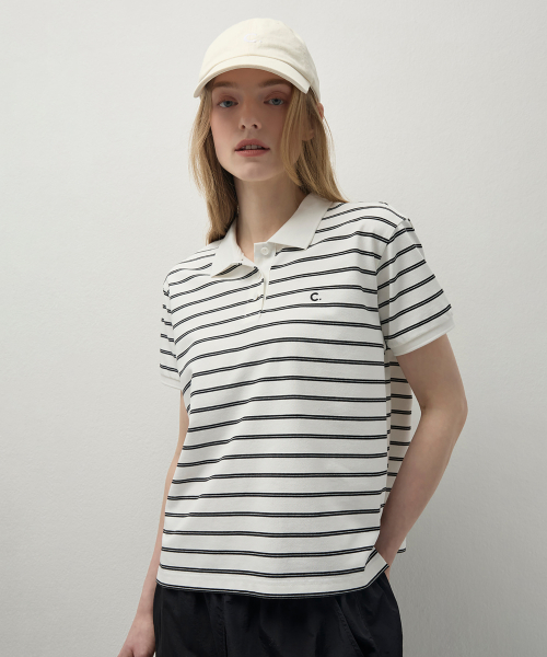 [26SS clove] Stripe Logo Pique T-Shirt (White)