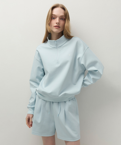 [26SS clove] Essential Half-Zip Sweatshirt (Sky Blue)