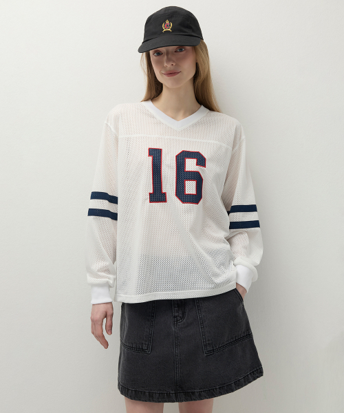 [26SS clove] Number Mesh T-Shirt (White)