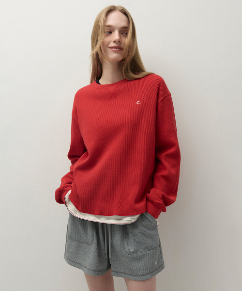 [26SS clove] Waffle Basic T-Shirt (Red)