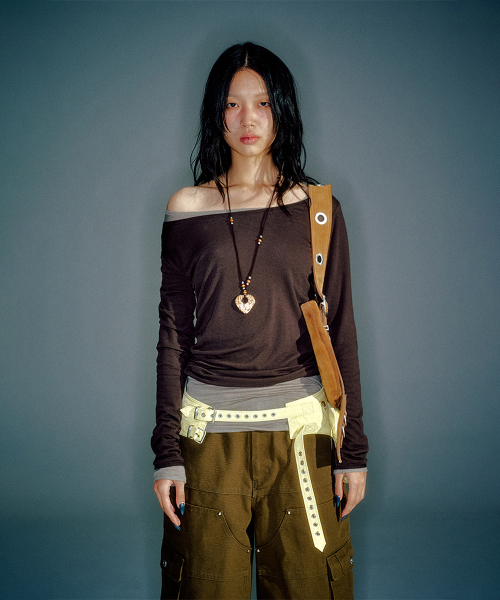 WORKSHOP LAYERED SOFT LONG-SLEEVE T-SHIRT BROWN