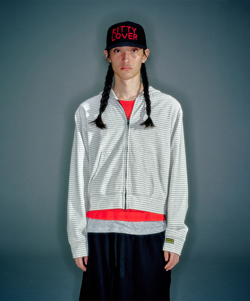 MEN WORKSHOP STRIPED SLIM HOODIE ZIP-UP MELANGE