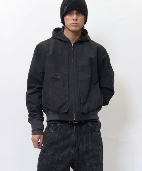 Curved Line Flight Jacket Charcoal