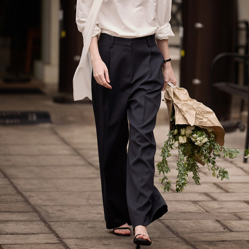 Tuck wide pants - Navy