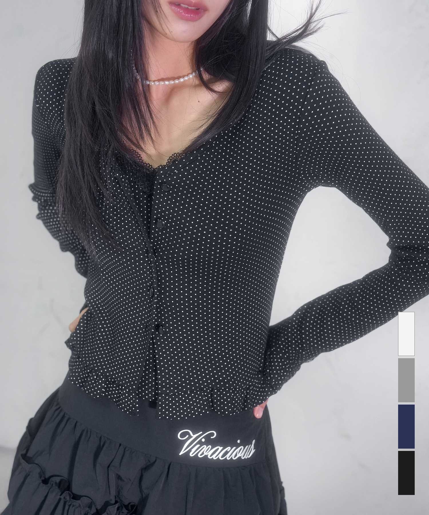 Elina Romantic Dot Cardigan Set_4Colors