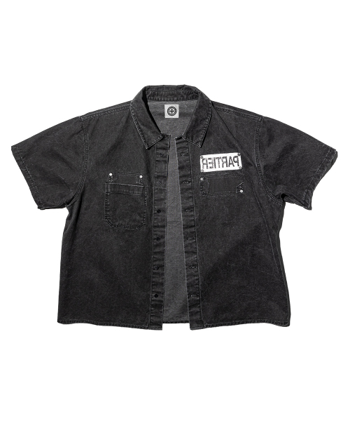 PARTIER Tagged Crop Shirt (BLEACHED BLACK)