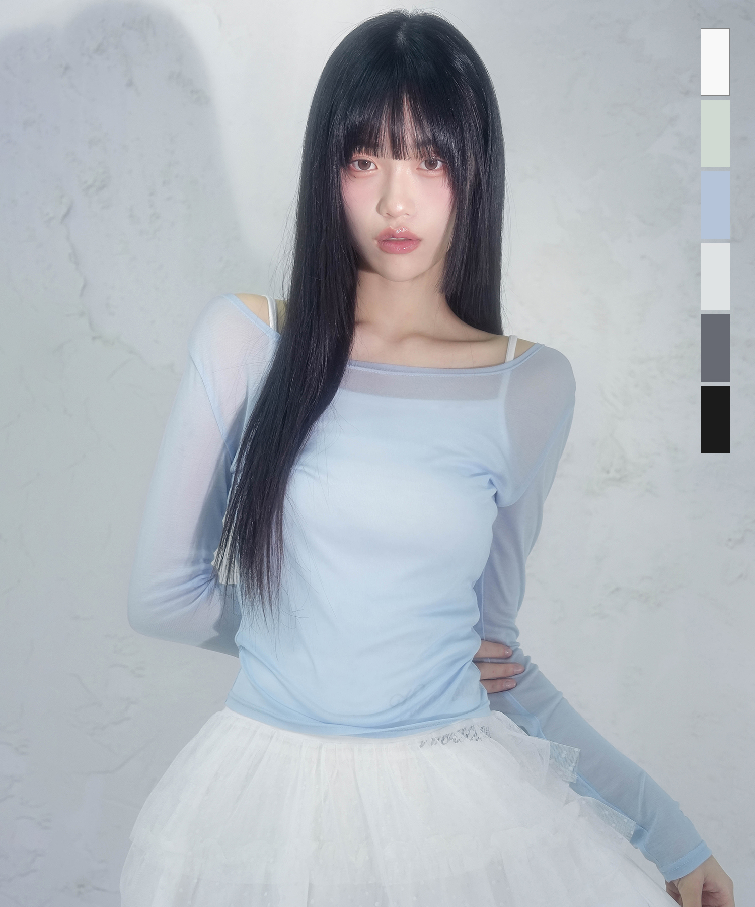 Nuage See-through Span Tee_5Colors
