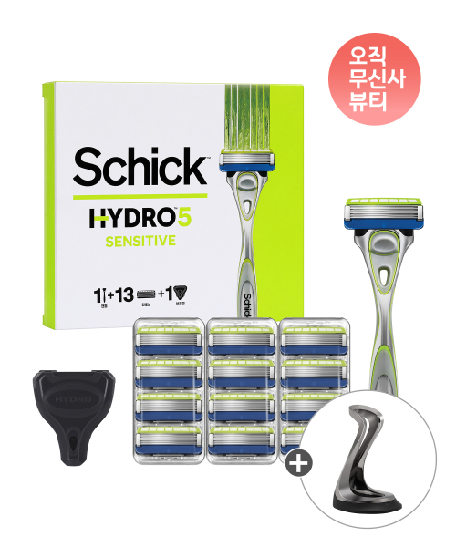 쉬크 하이드로5 센서티브 날13입+면도기+커버1 + 전용 스탠드 증정