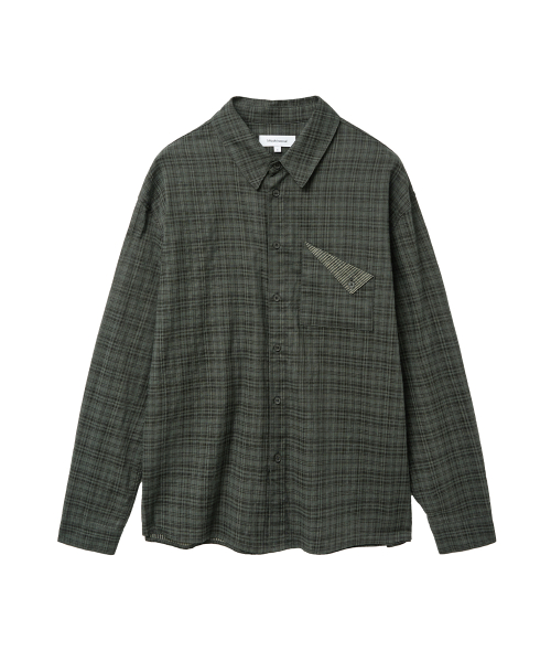 [Miseki Seoul x Lee James] Рубашка в клетку Rolled up KHAKI