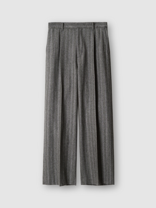 HERRINGBONE STRIPE WIDE TROUSERS GREY