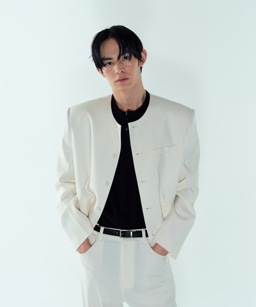 PURE COLLAR TAILORED JACKET - OFF WHITE