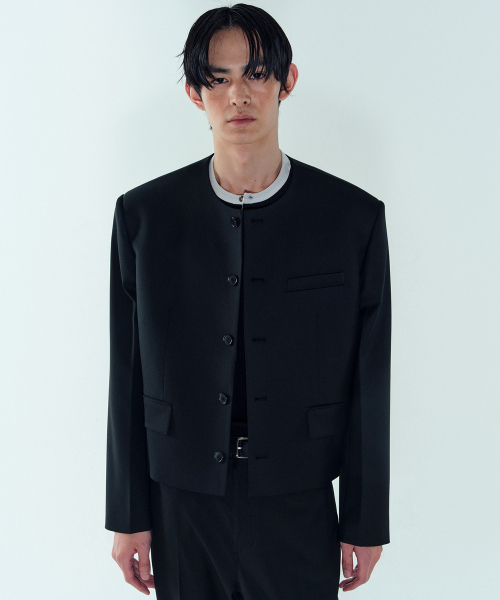 M PURE COLLAR TAILORED JACKET - BLACK