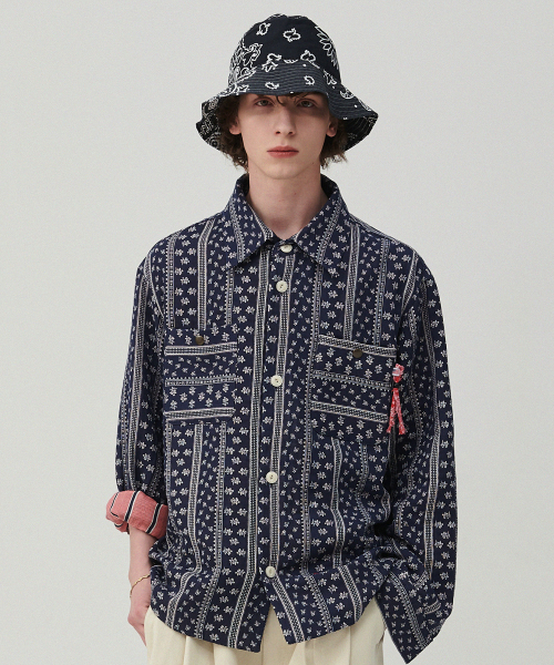 Двусторонняя рубашка-куртка с узором Navy
