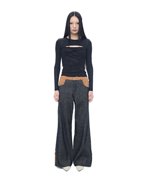 Suede Western Washing Pants_Black