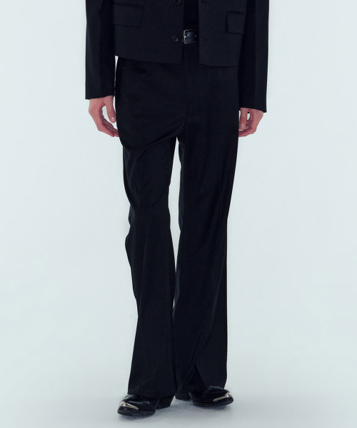 TAILORED FLARED PANTS - BLACK