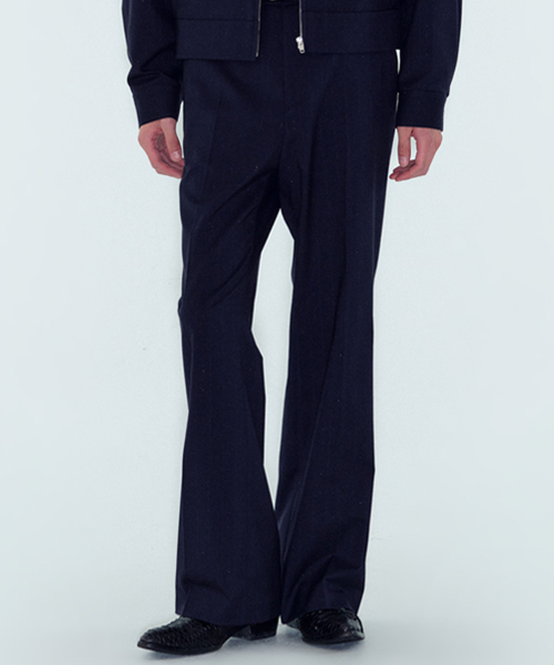 M JAPANESE PINSTRIPED FLARED PANTS - NAVY