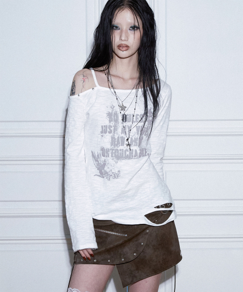 Destroyed Back Lace Top (WHITE)
