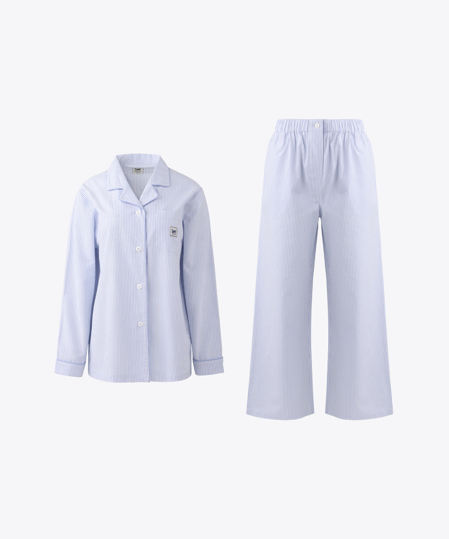 Женская хлопковая пижама в полоску Essential_Light Blue