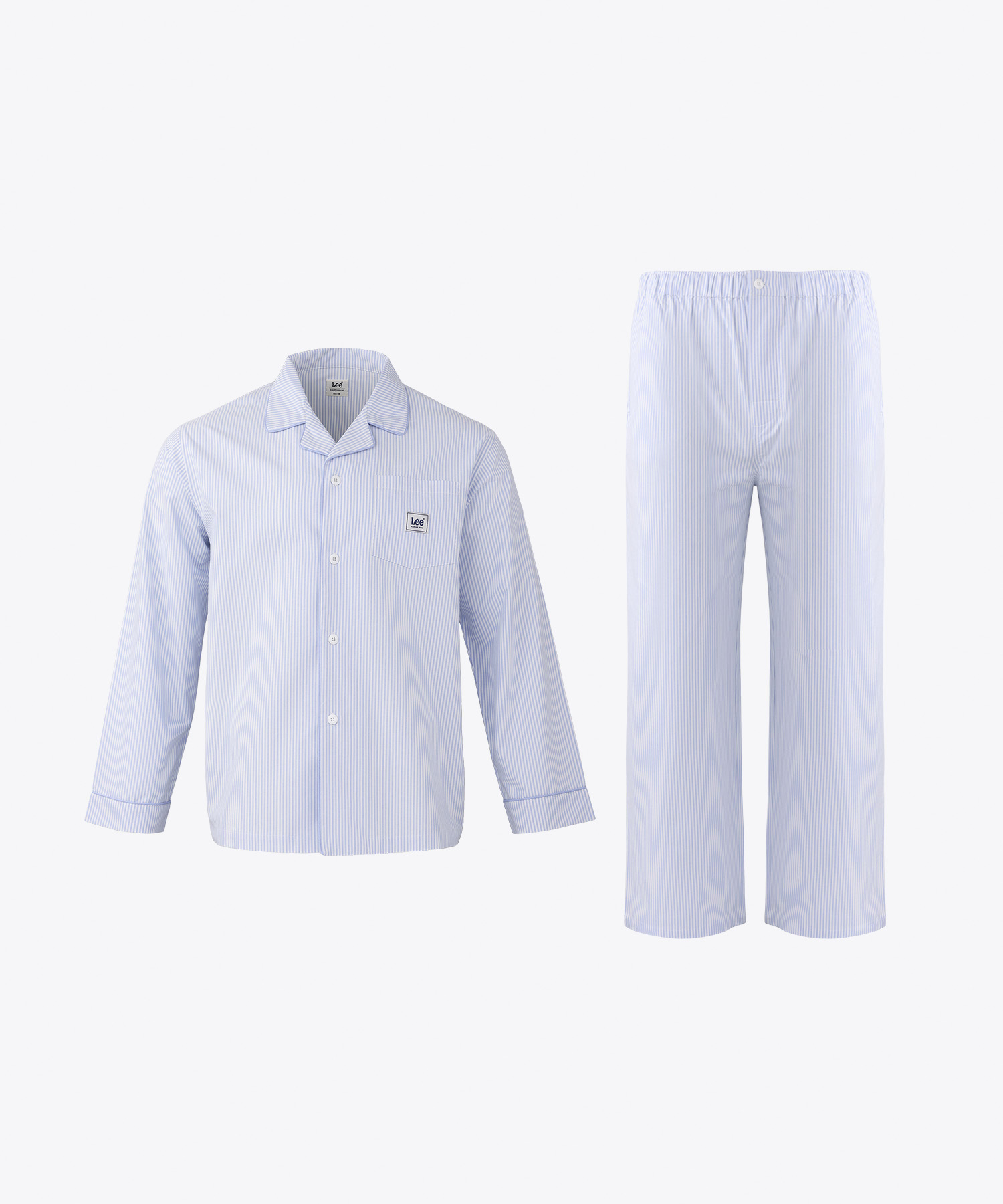 Мужская хлопковая пижама в полоску Essential_Light Blue