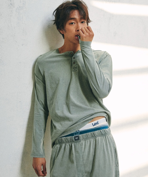 Lee 시그니처 피그먼트 긴팔 티셔츠 팬츠 셋업