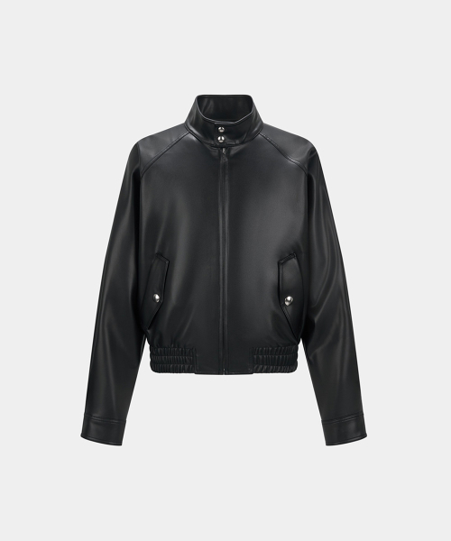 HARRINGTON ENGLISH FAUX LEATHER BLOUSON - BLACK