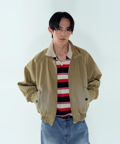 PIGMENT WASHED HARRINGTON ENGLISH BLOUSON - BEIGE