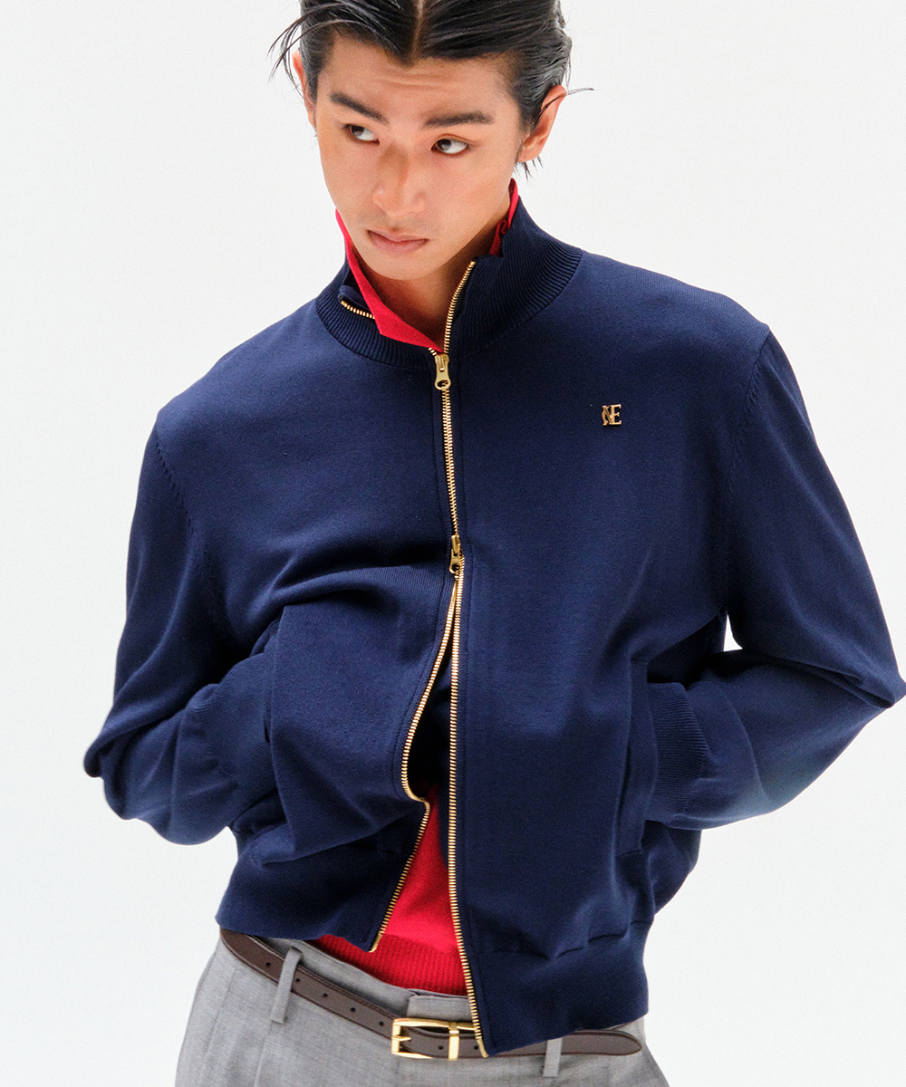 KNIT ZIP-UP CARDIGAN - DARK NAVY