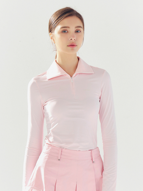 Cool Slim Zipper воротник-стойка тишёрт PINK
