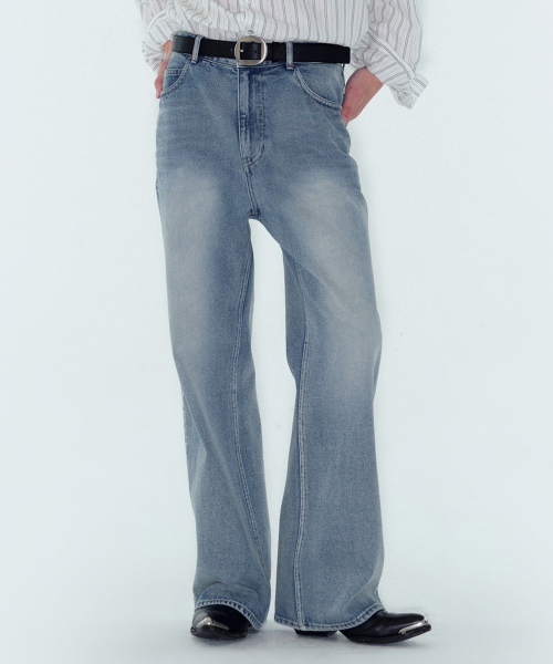 M VINTAGE FADED FLARED JEANS - LIGHT BLUE