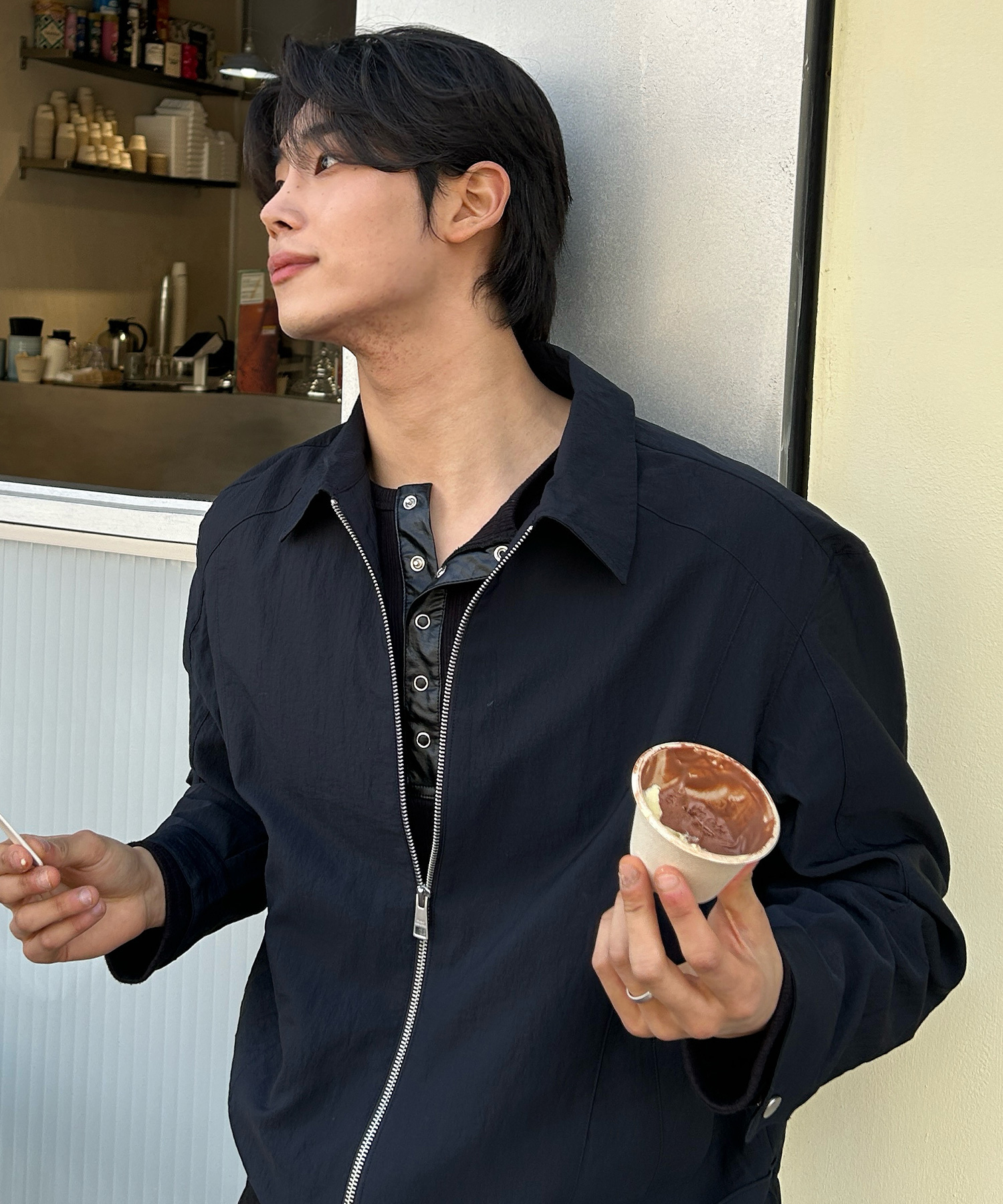 [COUTURE]Navy Twill Semi-Oversized Fit Blouson