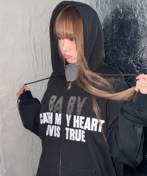 LUVISTRUE X YENA HOOD ZIPUP(BLACK)