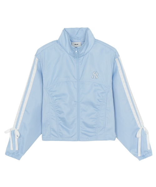 Женская спортивная атласная ветровка со сборками NY (L.SKY BLUE)
