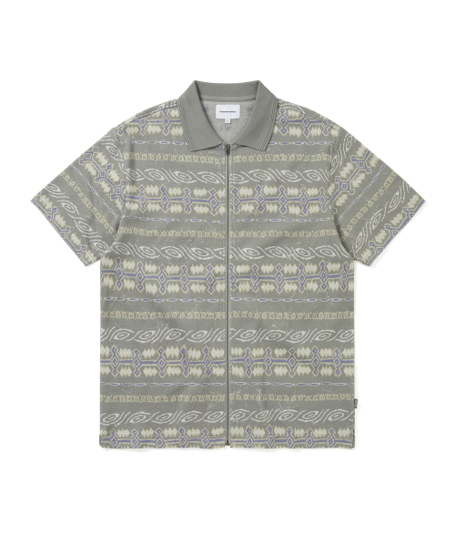 Jungle Jacquard Zip Up Top серый
