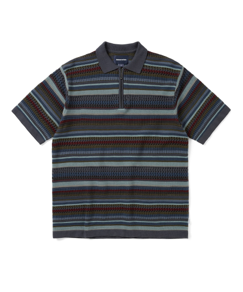 в полоску S/S KnIt Polo Dark тёмно-синий