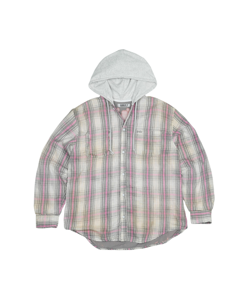 BLEACHED PLAID HOOD SHIRTS [серый]