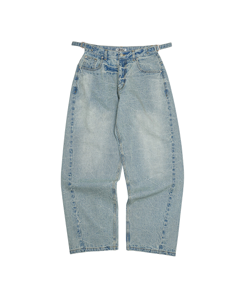 CRINKLE WASHED деним брюки [синий]