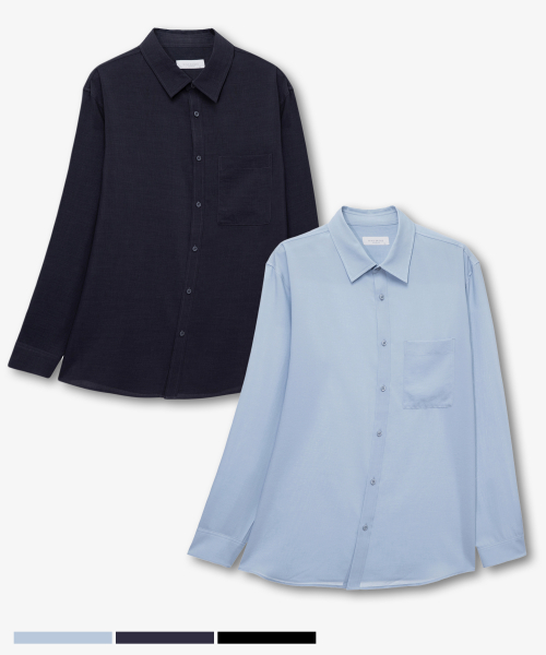 [2PACK]linen like semi-overfit shirt - 3color